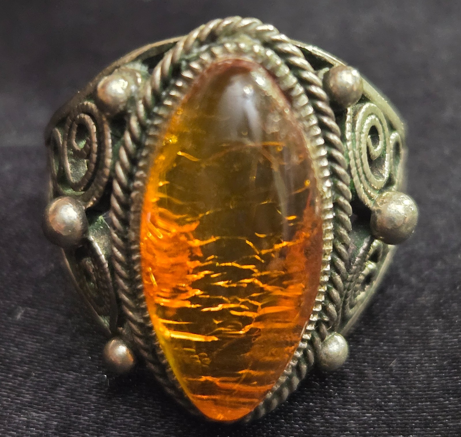 Vintage Signed Latvian Amber Ring made by A. Hellwigs