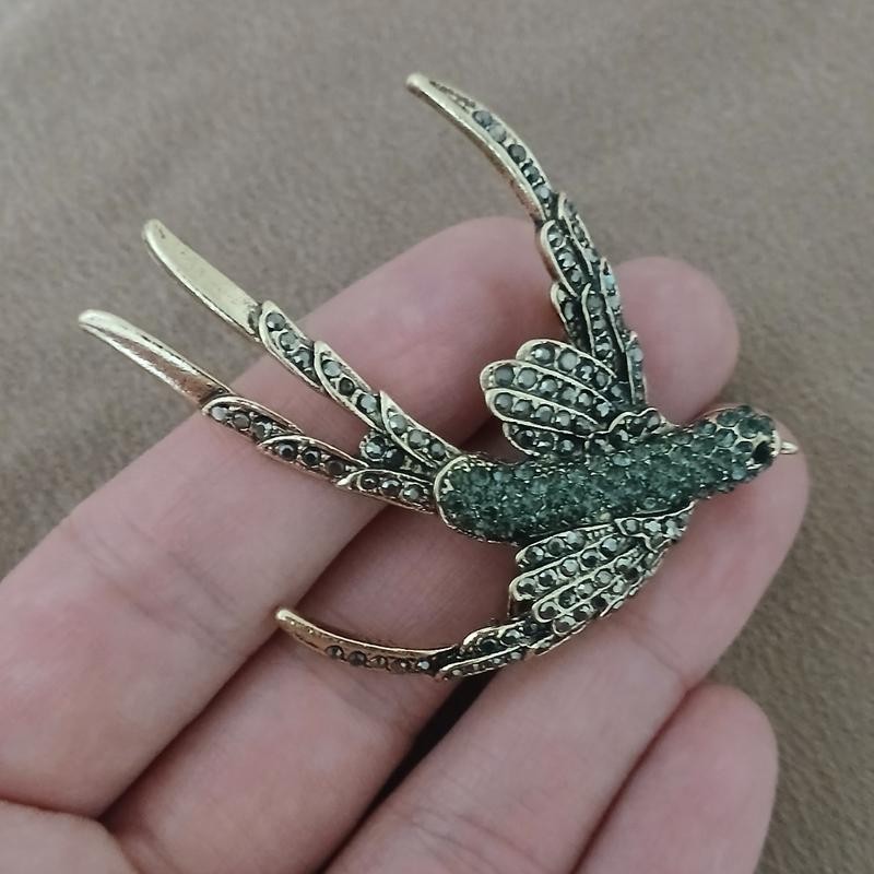 New Collection Dold And Gray Antique Bronze Bird Brooch