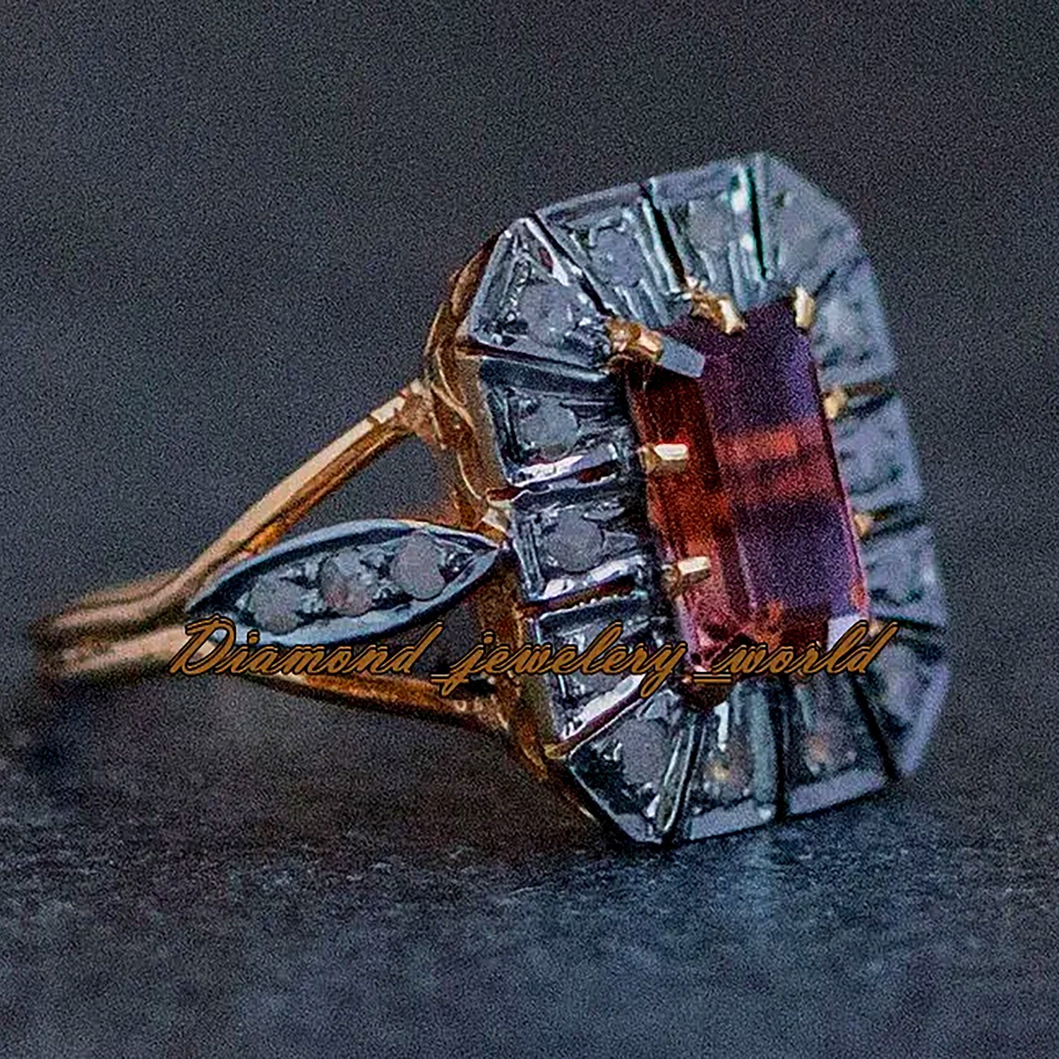 Stunning 0.67ctw Rose Cut Diamond Ruby Studded Silver Vintage Style Ring Jewelry