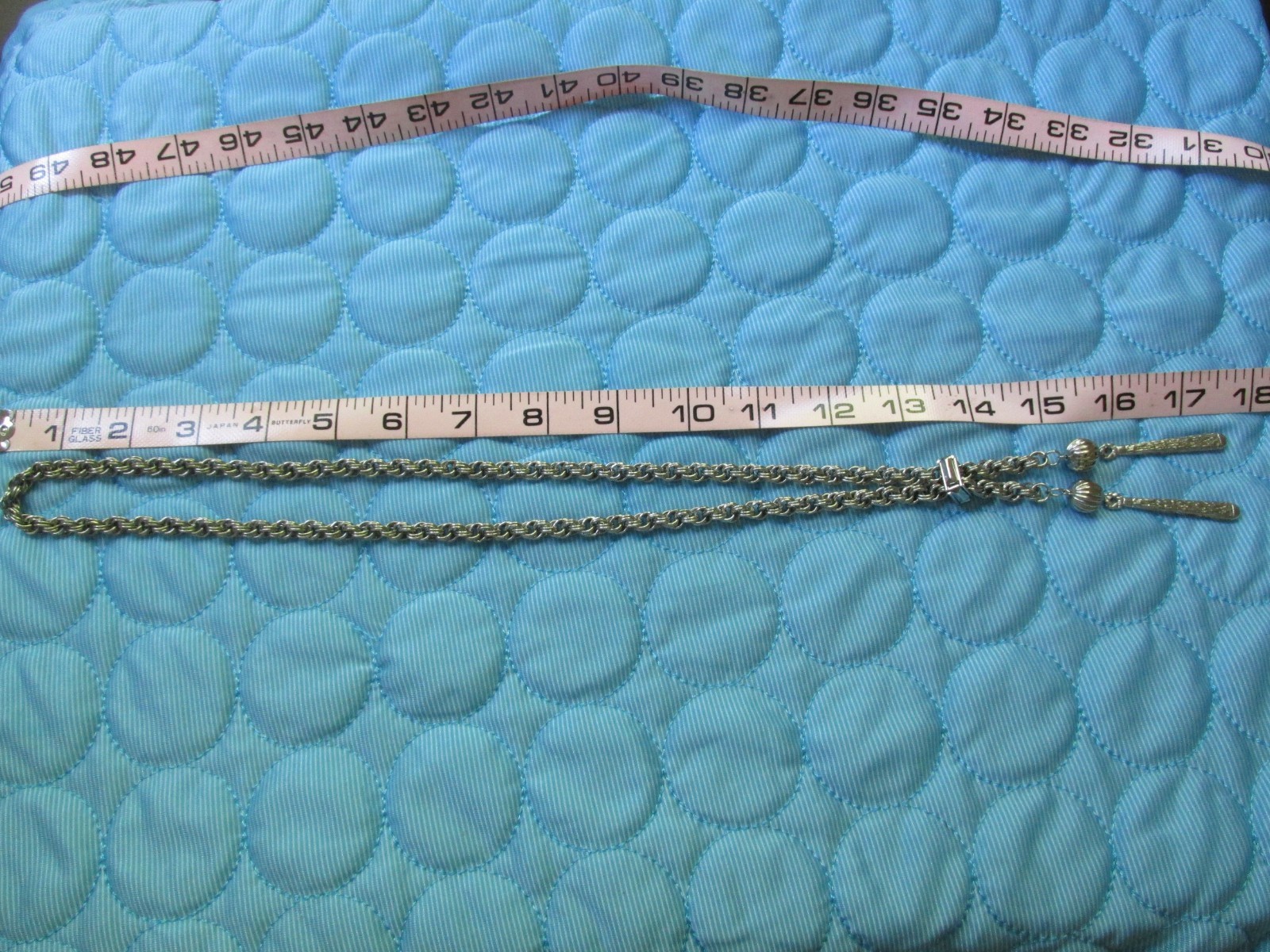 Vintage Ball Tassel Necklace Silver Tone Adjustable Slide 26 Inch bolero style