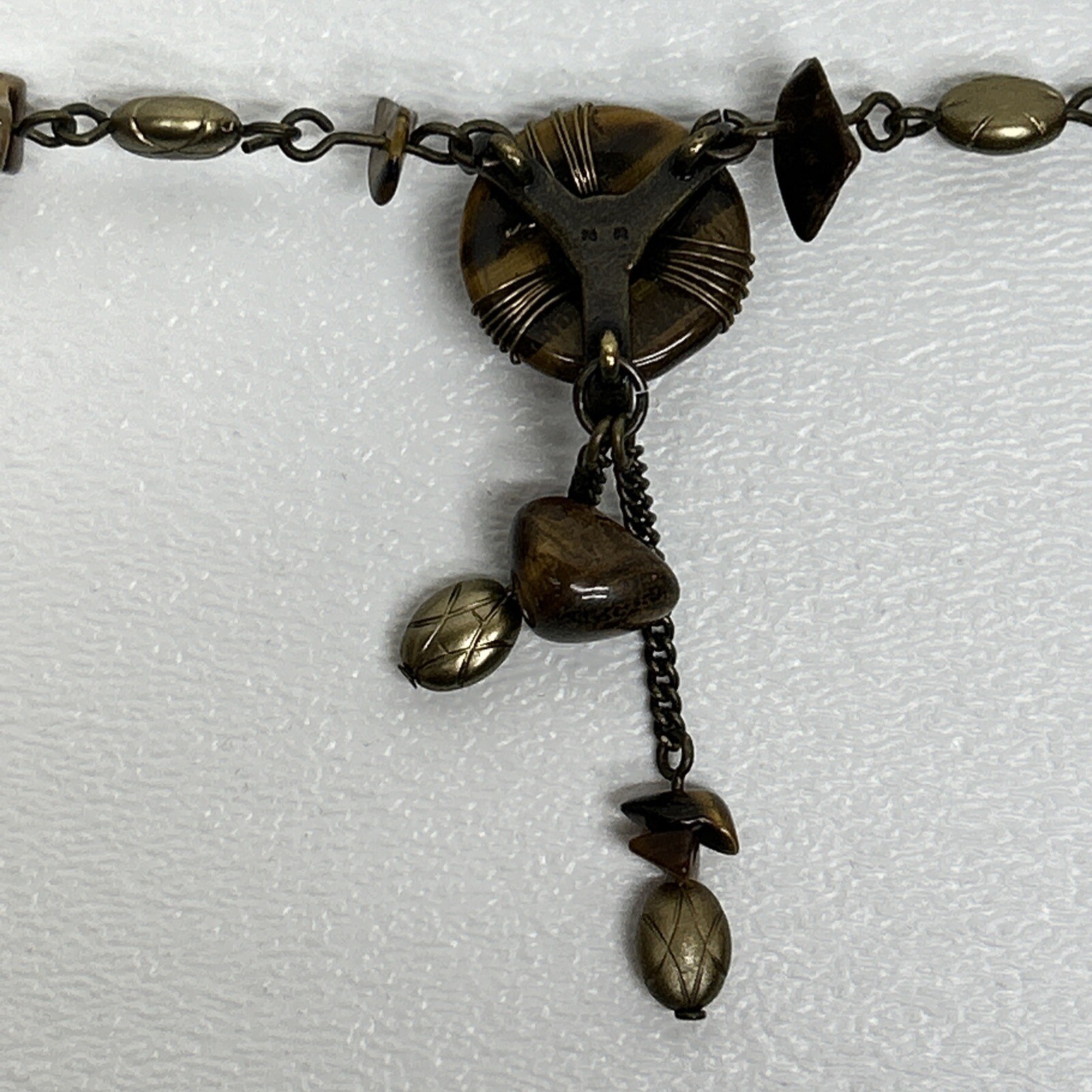 Signed N A Necklace, Single Rhinestone Flower Centerpiece