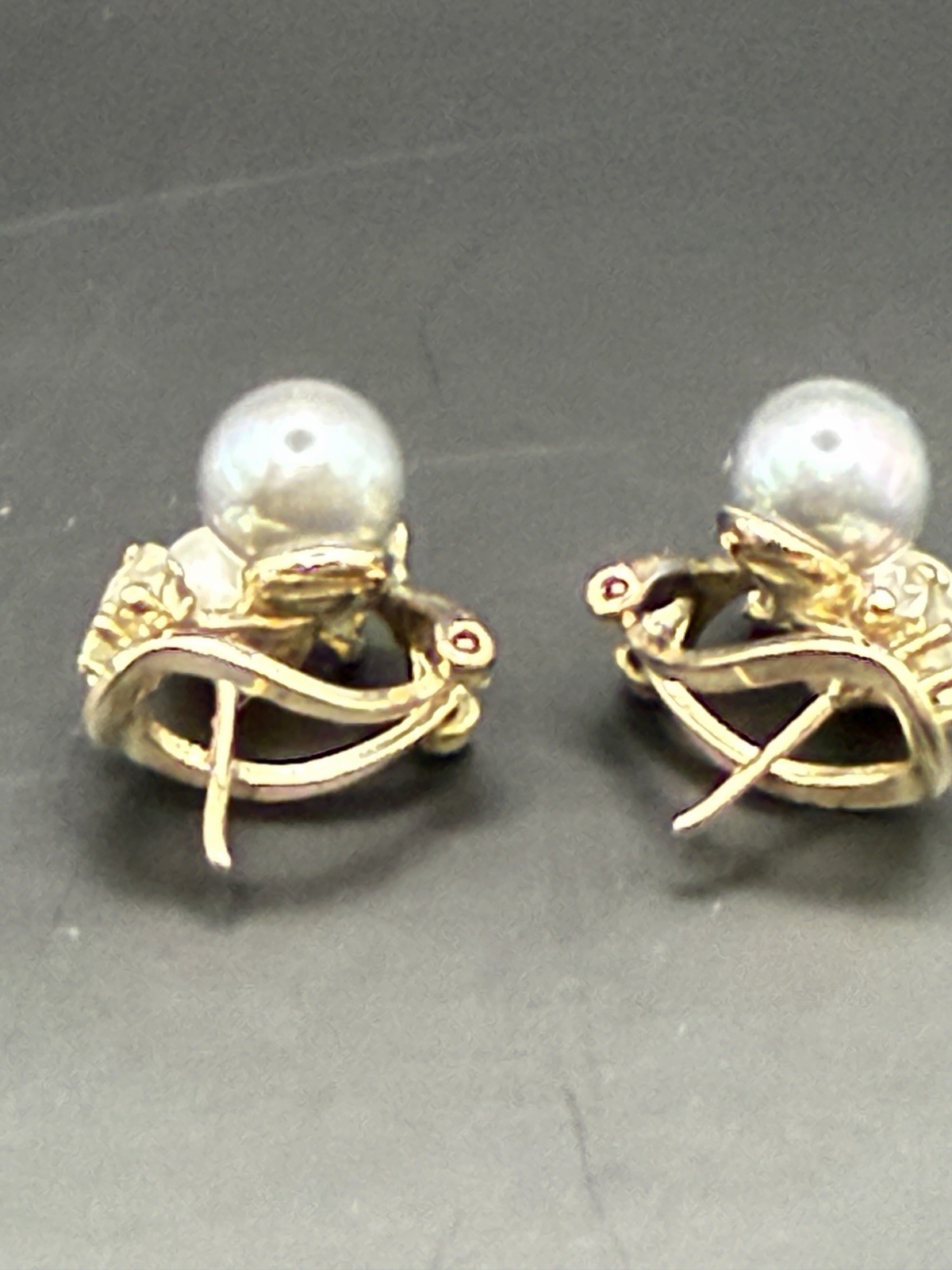 Vintage Majorica Spain Pierced Sterling Silver Pearl and Rhinestone Earrings