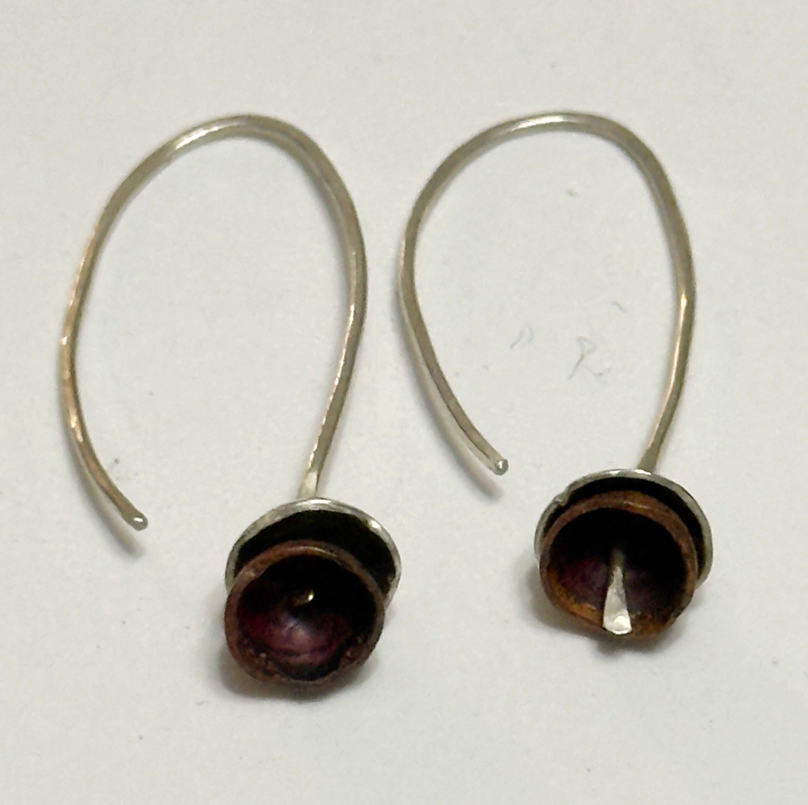 Petit flower Vintage Sterling Silver earrings Fishhook back Unmarked Artesian