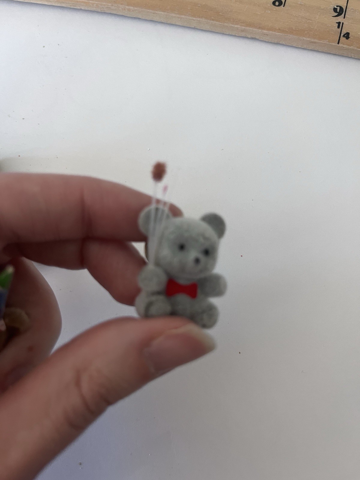 Vintage 1980s flocked teddy bear lapel pin brooch Set Of 10 Birthday Party Theme