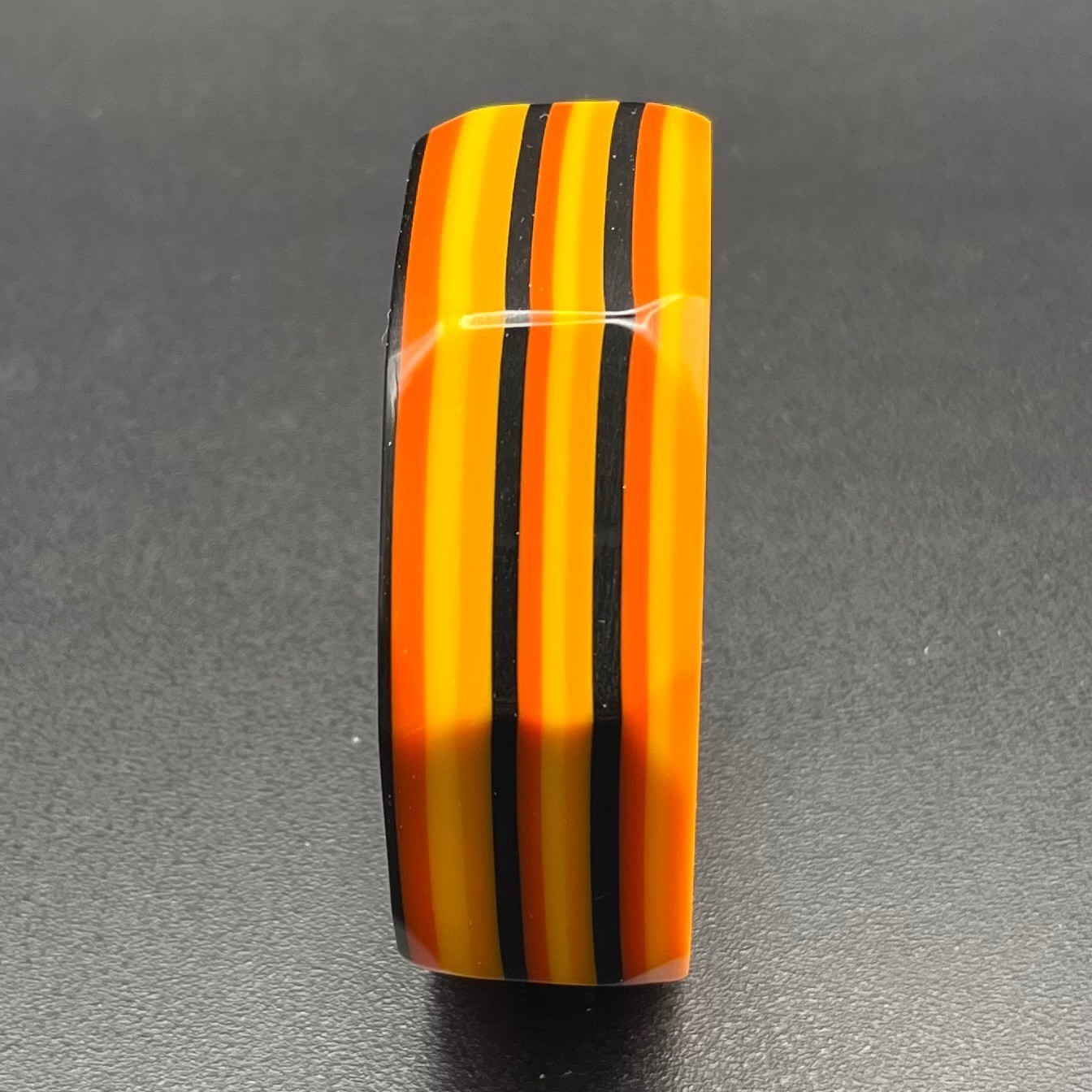 Vintage Laminated Lucite Octagonal Bangle Bracelet Orange Yellow Black Wide