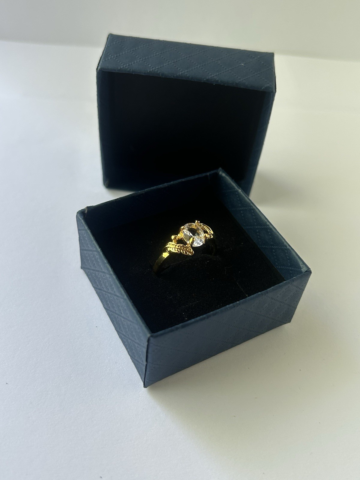Vintage Clear Cubic Zirconia Ring Gold Plated Womens Size 10