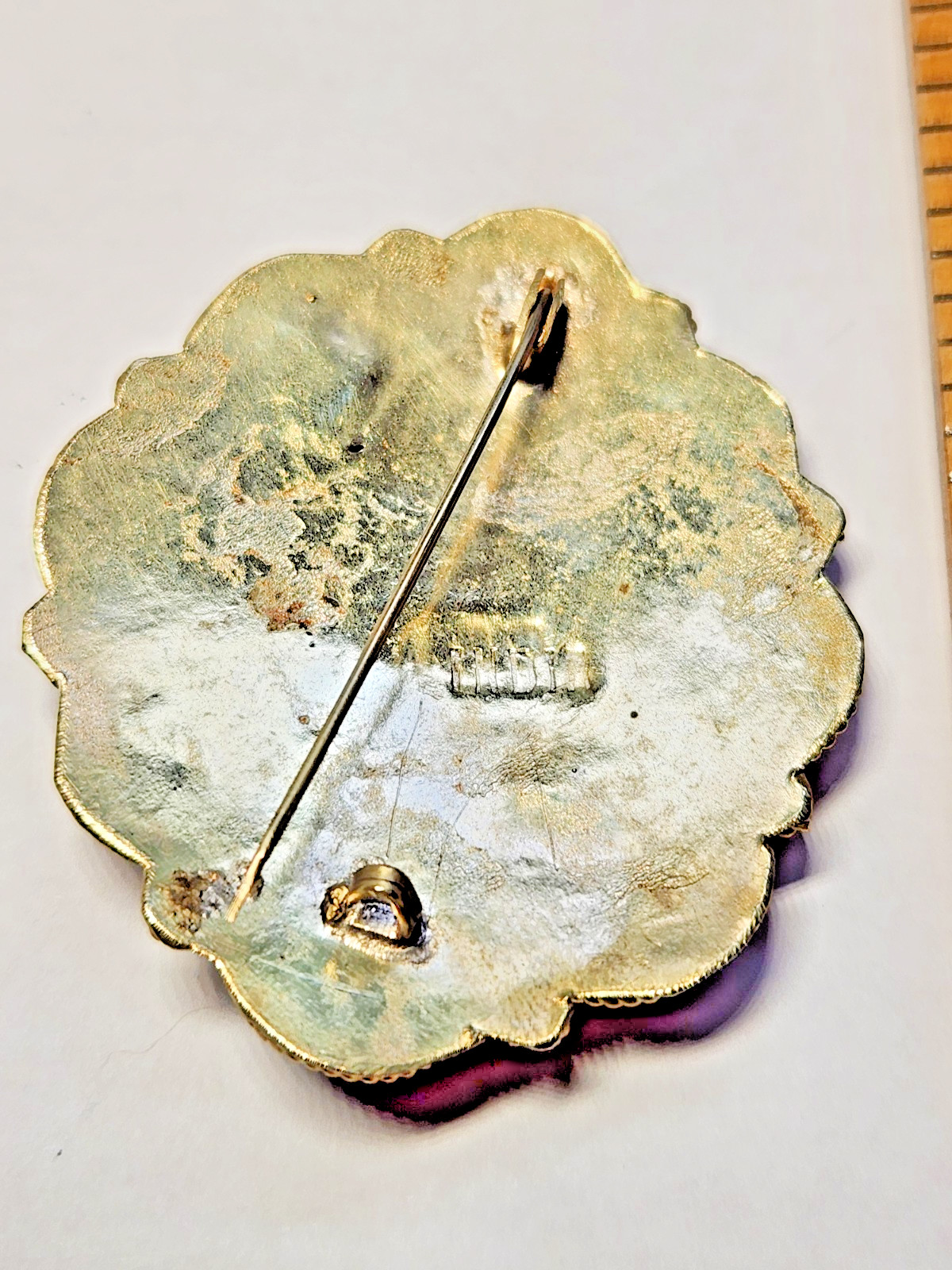Vintage India Multi Stone Agate Cluster Brooch Pendant Handcrafted C-Clasp