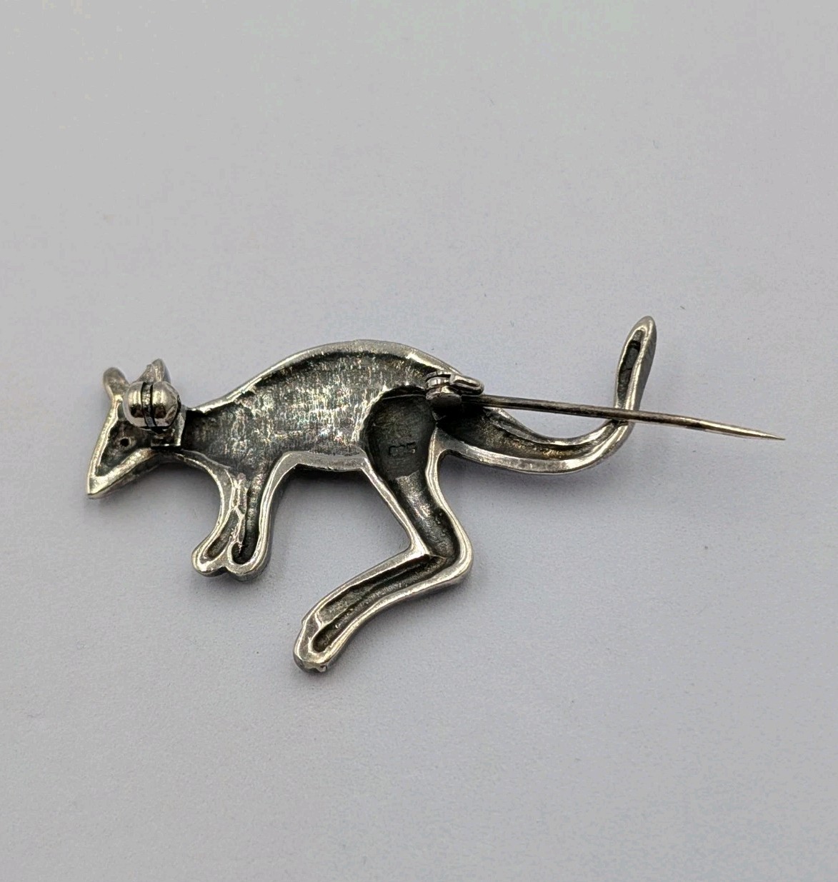 Vtg Sterling Silver Marcasite Large Kangaroo Animal Australia 925 Brooch – 12.3g