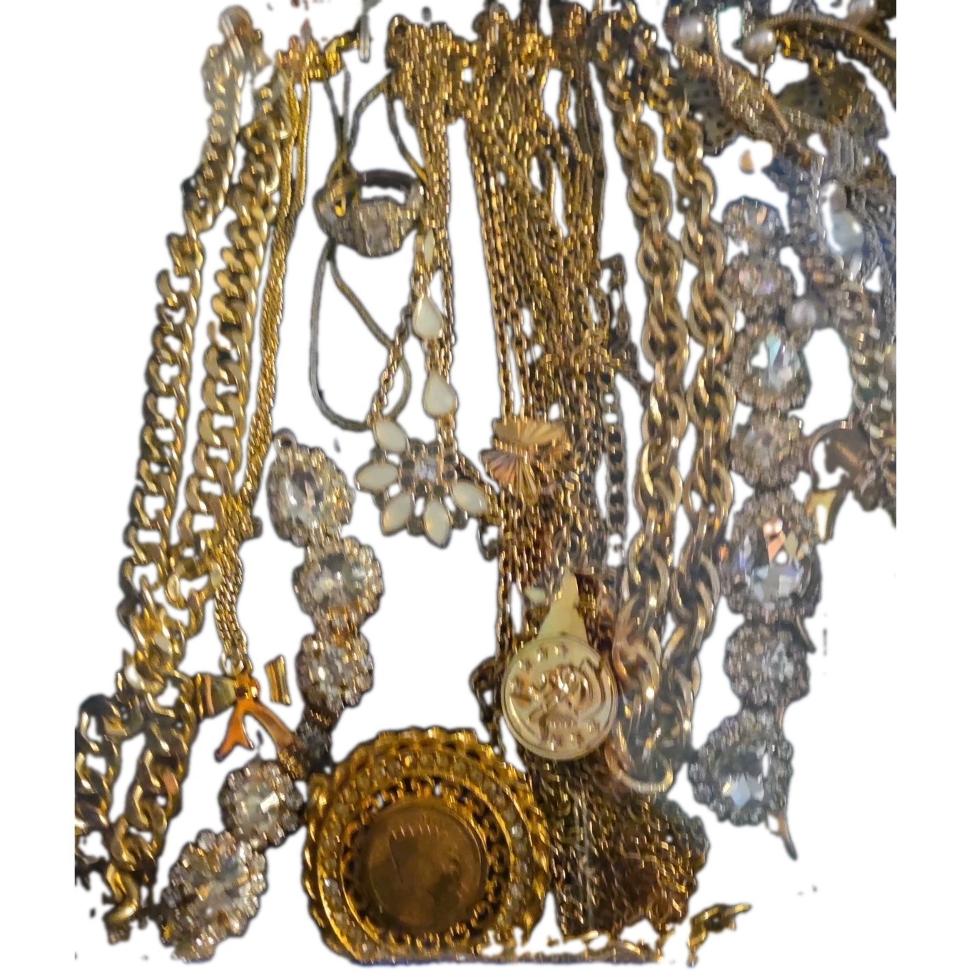vintage statement necklace lot gold tone