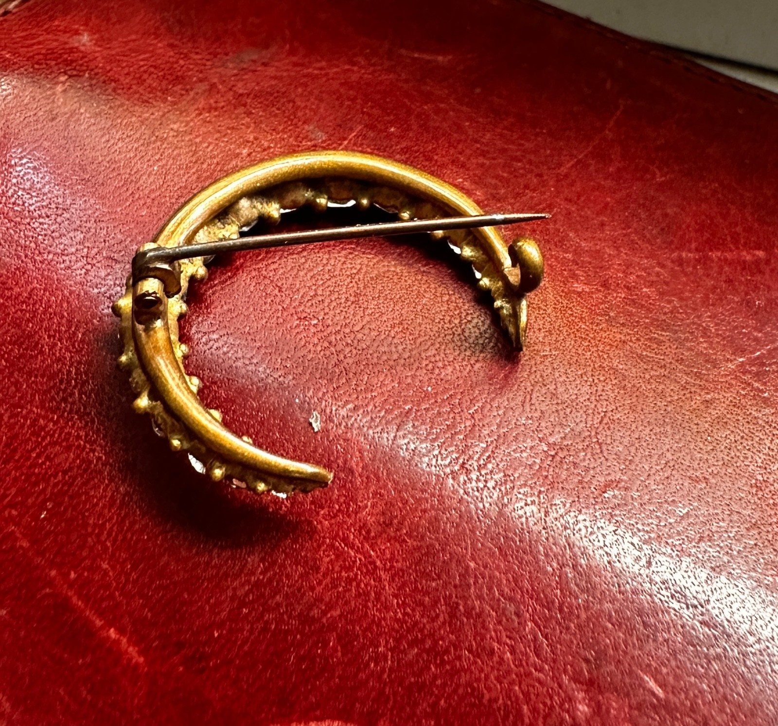 antique victorian crescent moon brooch
