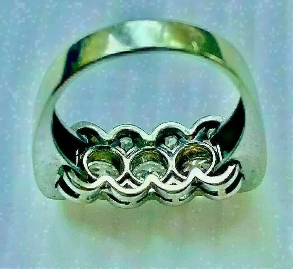 3Ct Art Deco Style Round Cut Lab Created Diamond 925 Silver Engagement Gift Ring