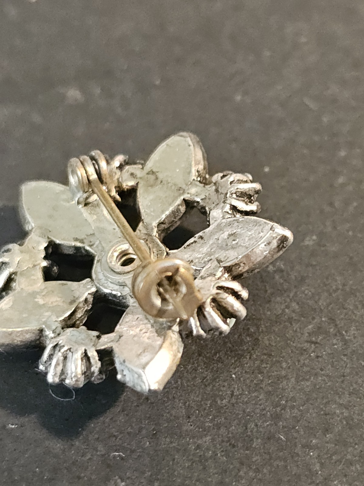 Vintage Star Flower Brooch Turquoise Look Silver Tone Pin Mexican Style Unsigned