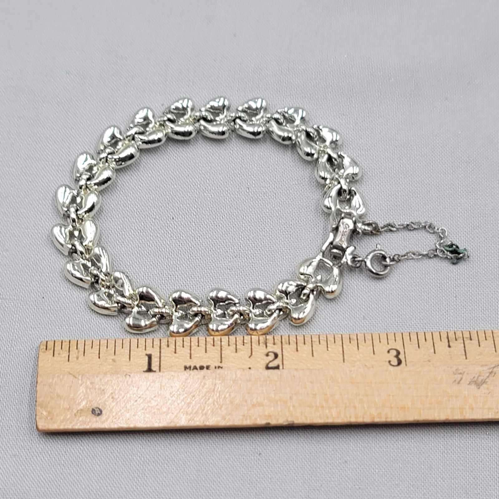 Vintage Coro Silver tone Panel Bracelet Safety Chain 6.75″