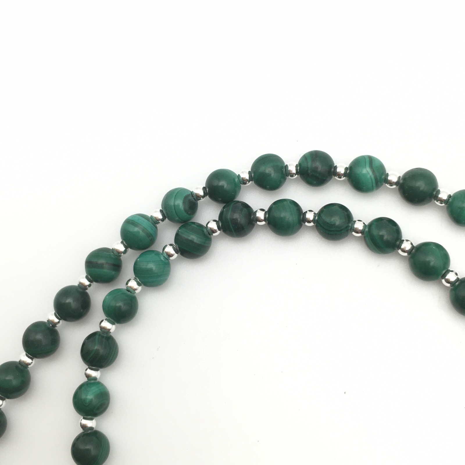 Silver Schark Handmade Sterling Silver & Green Malachite Necklace 21″ #97