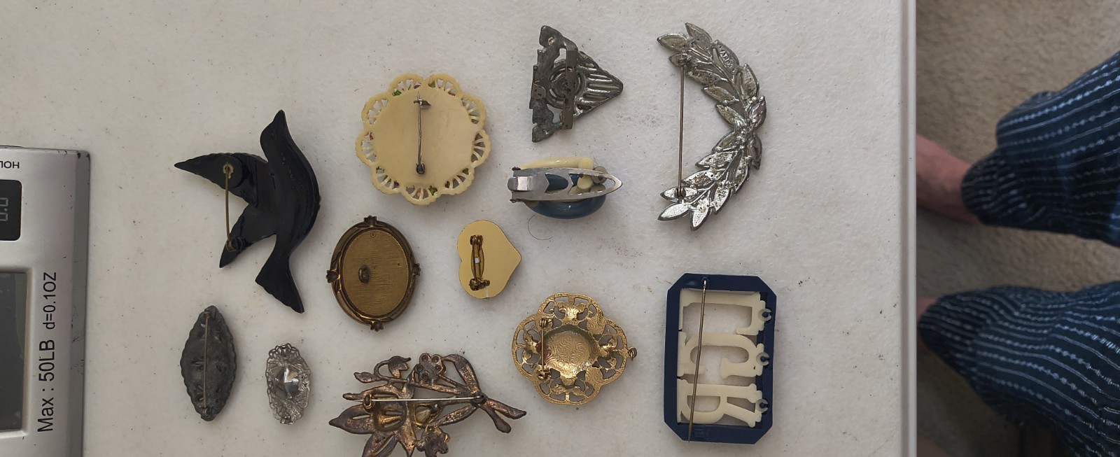 Vintage & Antique Deco Brooch Variety Craft Lot Pot Metal Celluloid Rhinestone