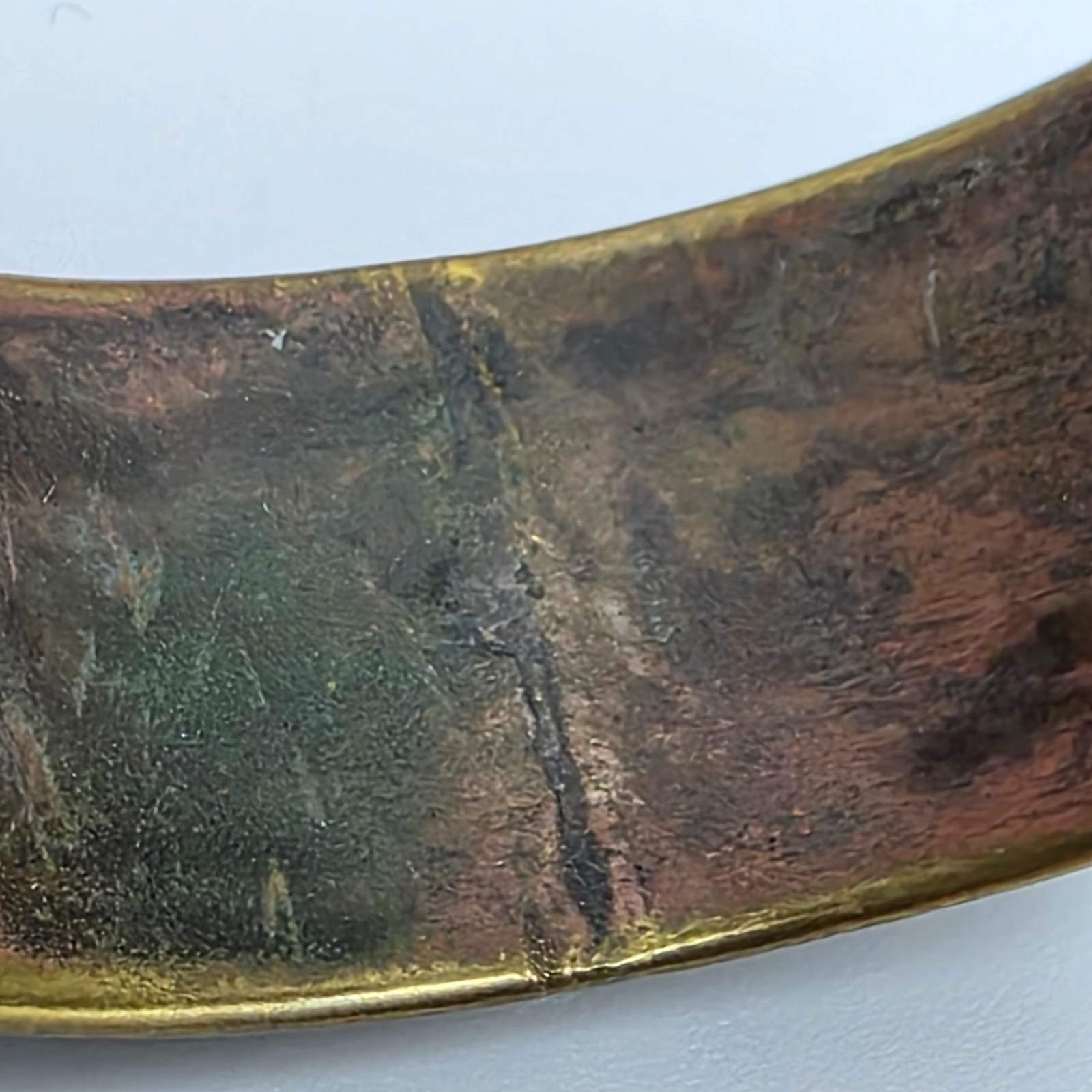 Vintage 1950s Floral Embossed Brass Plated Copper Bangle Bracelet 8″ Mid Century