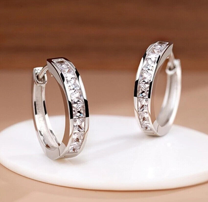 Art Deco Style Lab Created Diamond For Any Occasion Earrings 14K White Gold FN
