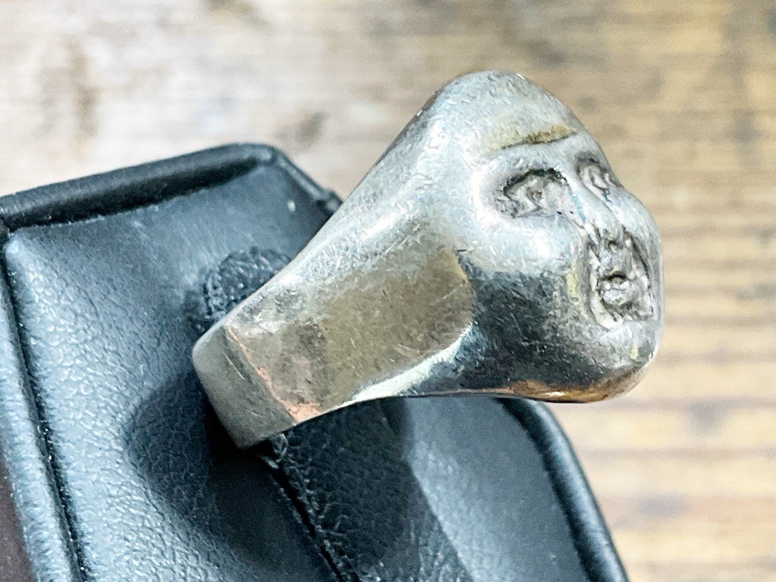 Vintage Sterling MOON FACE Ring Signed “Joe Dean” Size 6.25