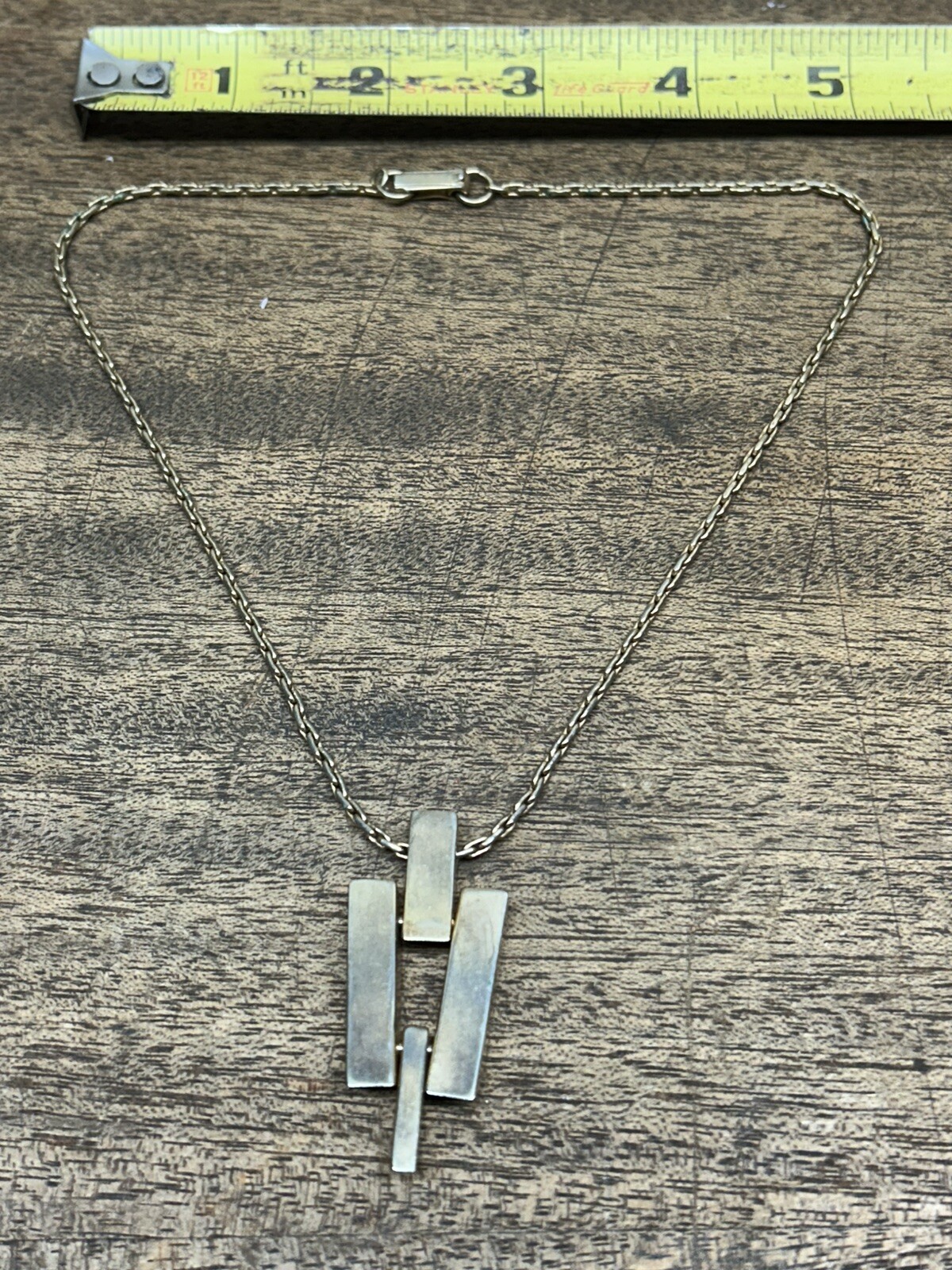 Vintage Starky Rectangles Golden Mid Century Modern Choker Necklace Goldtone