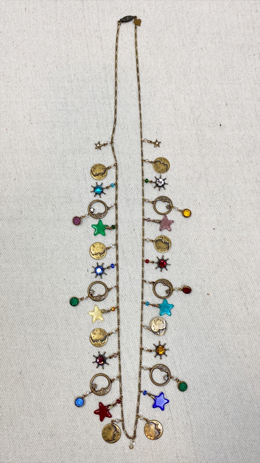 Glass Works Studio Celestial Moon and Stars Charm Necklace *missing One Charm*