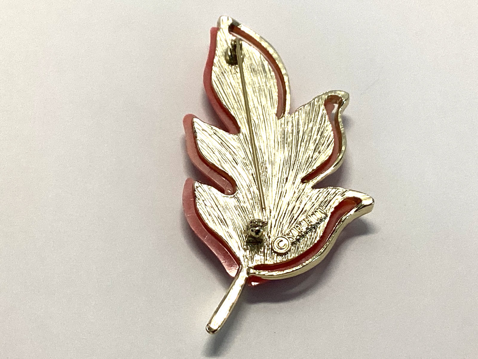 Sarah Coventry Autumn Splendor Pink Leaf Brooch-MCM Signed