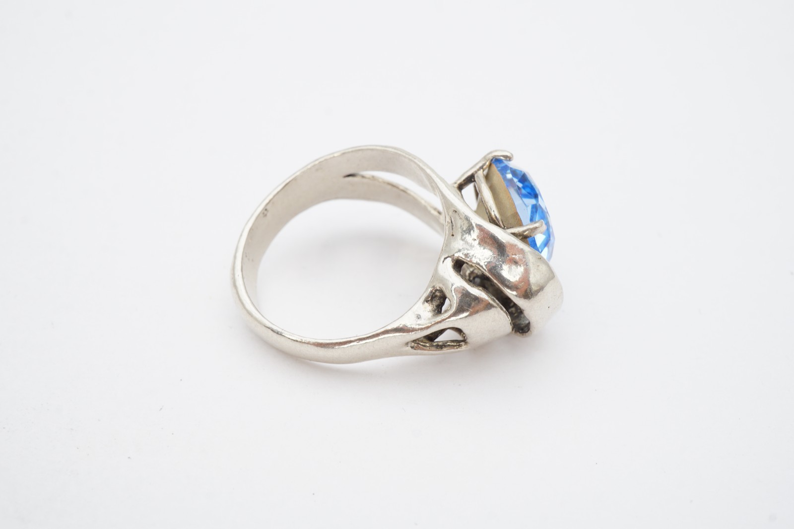 Vintage Sterling Silver 925 Blue Glass Stone Ring Size 9.25 Signed Zuman