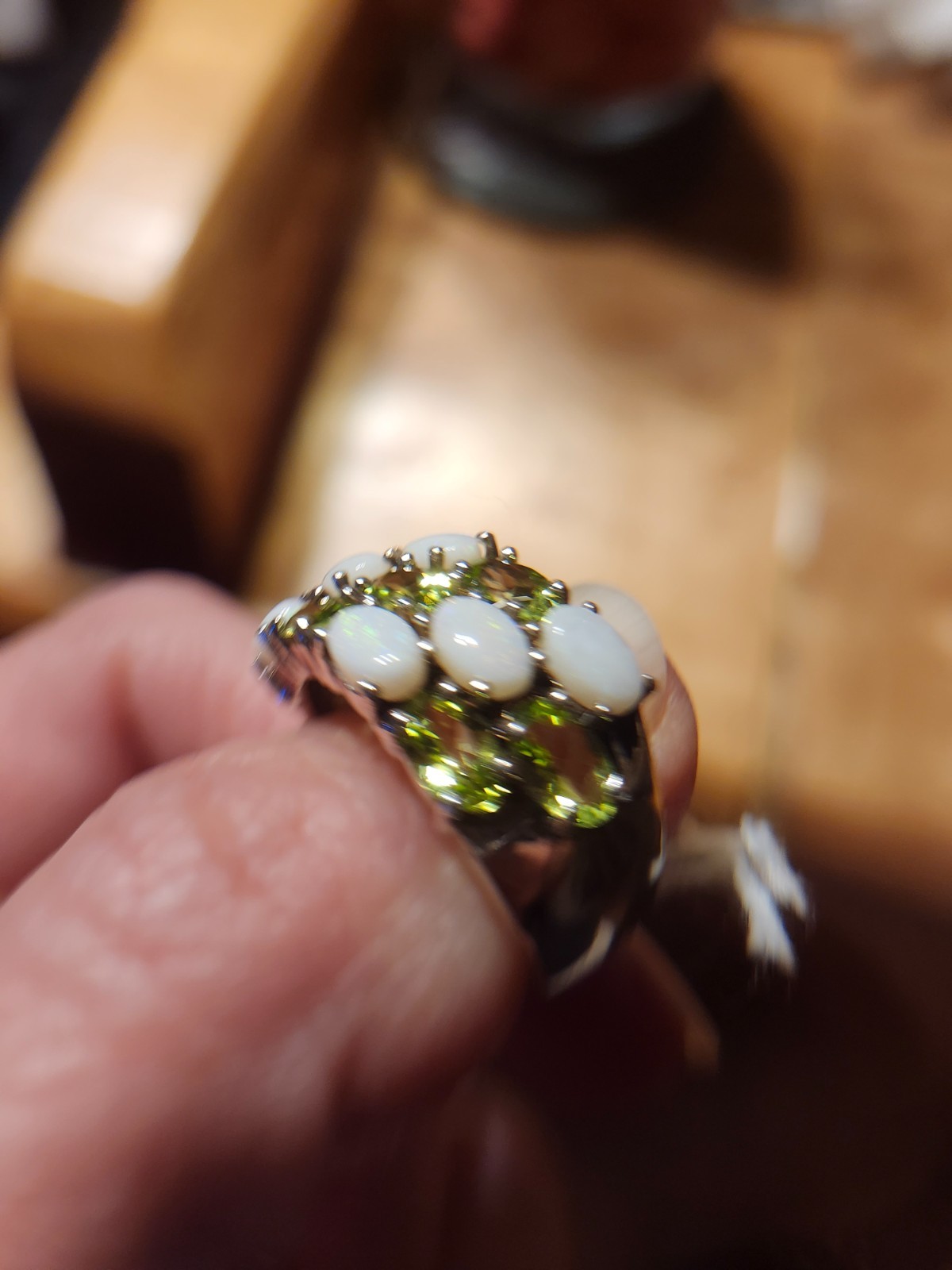 Peridot and Opal Ring Size 8 – .925 Sterling Silver