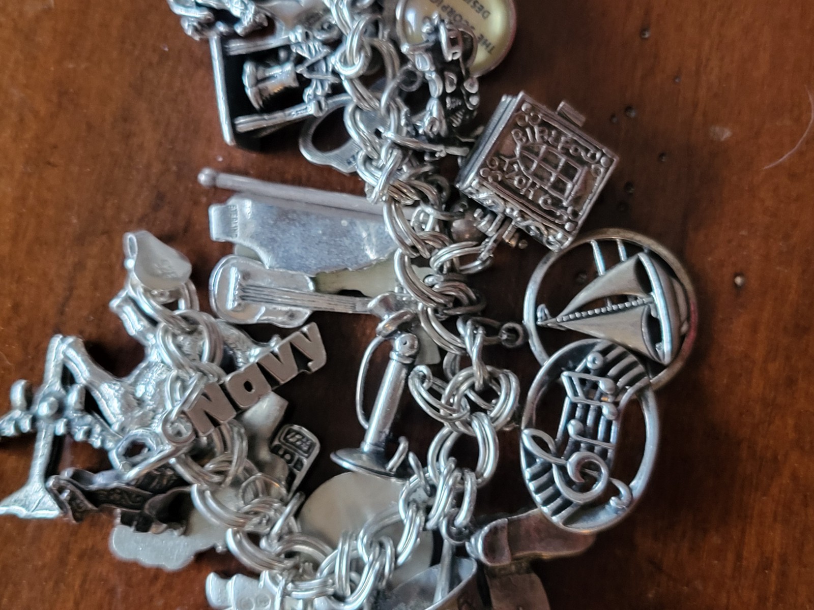 Vintage 925 Sterling Silver Loaded Charm Bracelet 104 Grams