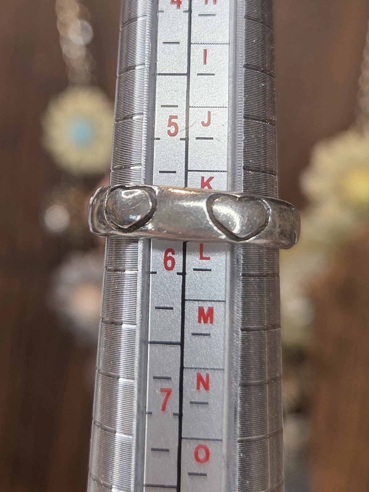 Vtg Sterling Silver 925 Heart Band Ring Size 5.75