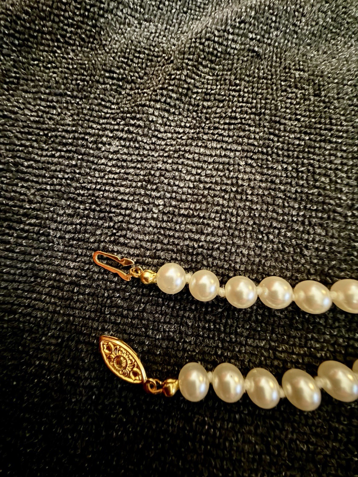 Vintage Akoya Pearl Necklace 14k Filigree Clasp~Uniform 6–6.5 mm Cream Overtone
