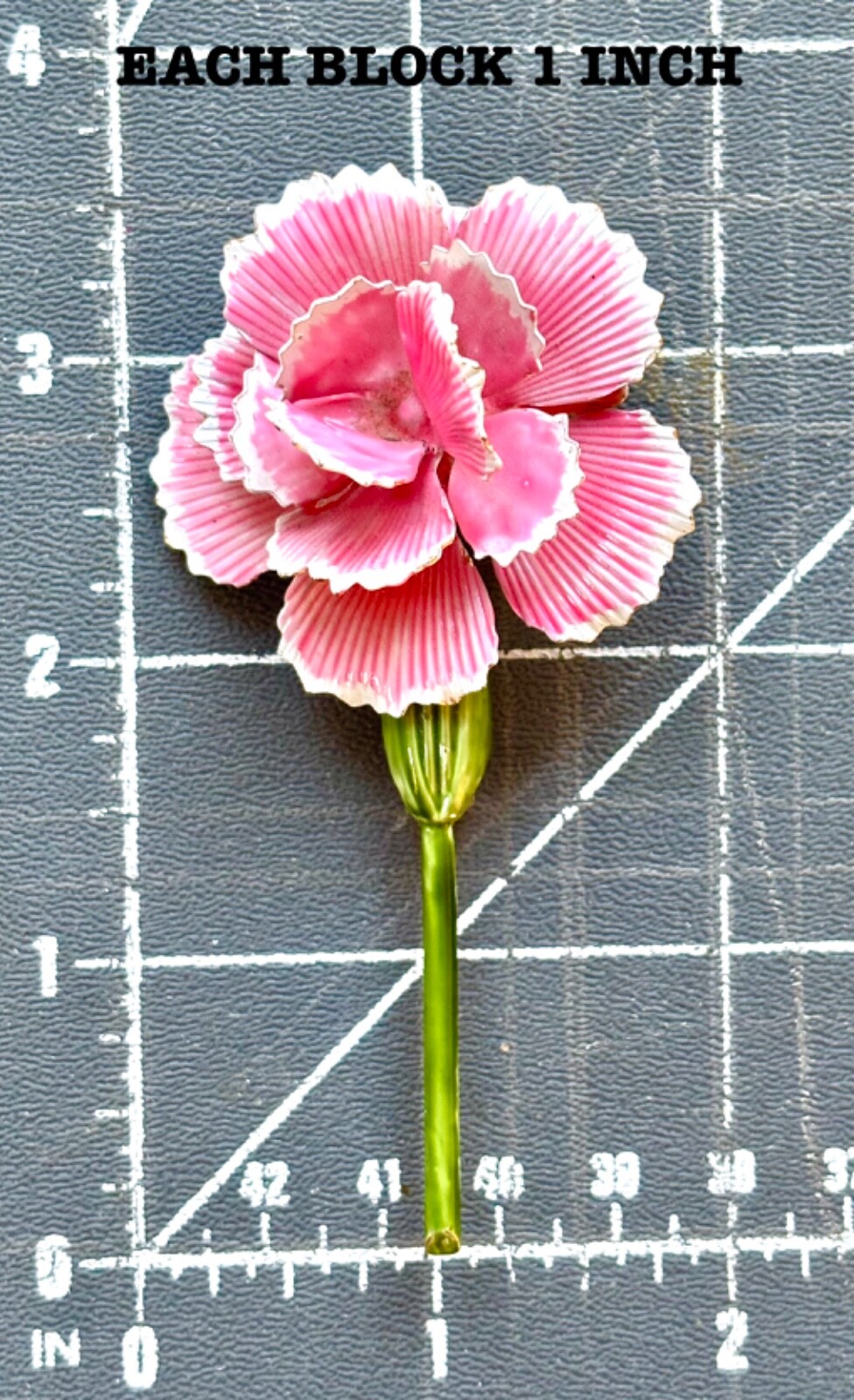 1960s Vintage Signed Original By Robert Pretty Pink Carnation FLOWER BROOCH pin