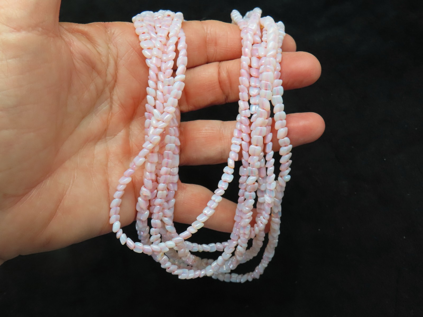 Vintage 1960’s Six Strand Opalescent Glass Bead Necklace