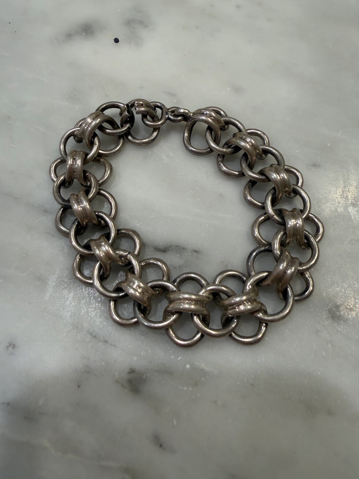 VINTAGE TAXCO MEXICO 925 STERLING SILVER FANCY WOVEN LINK BRACELET