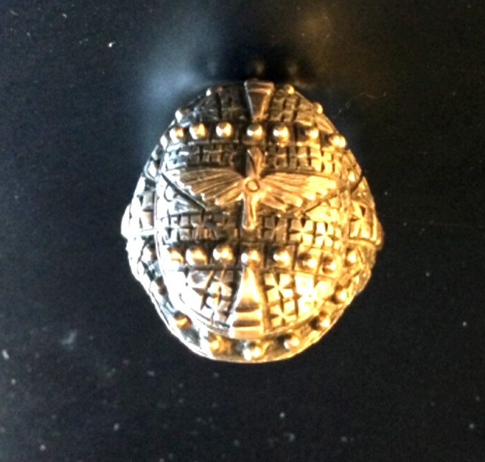 ORIGINAL WWI . USA PILOT Suicide silver/gold RING