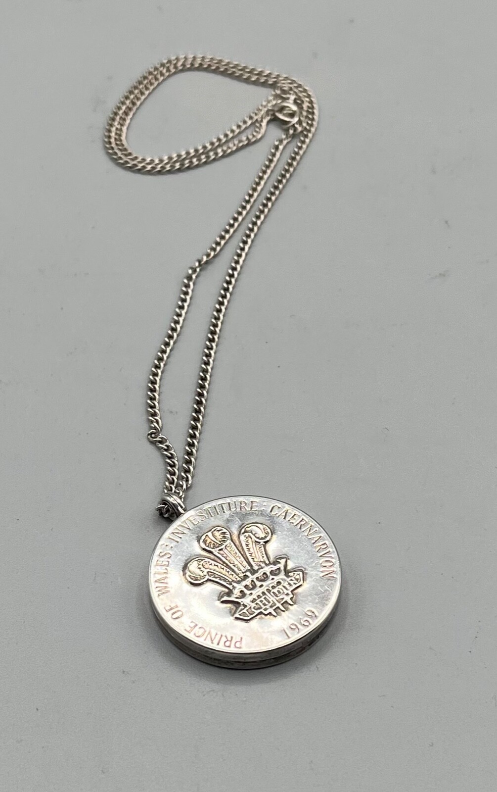 Coronation King Charles III as P of Wales Sterling Engraved Locket/Chain Signed