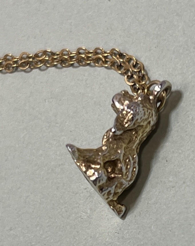 Vintage Cocker Spaniel Dog Pendant Necklace 1/20 Gold Filled 18”Gold Tone .5”