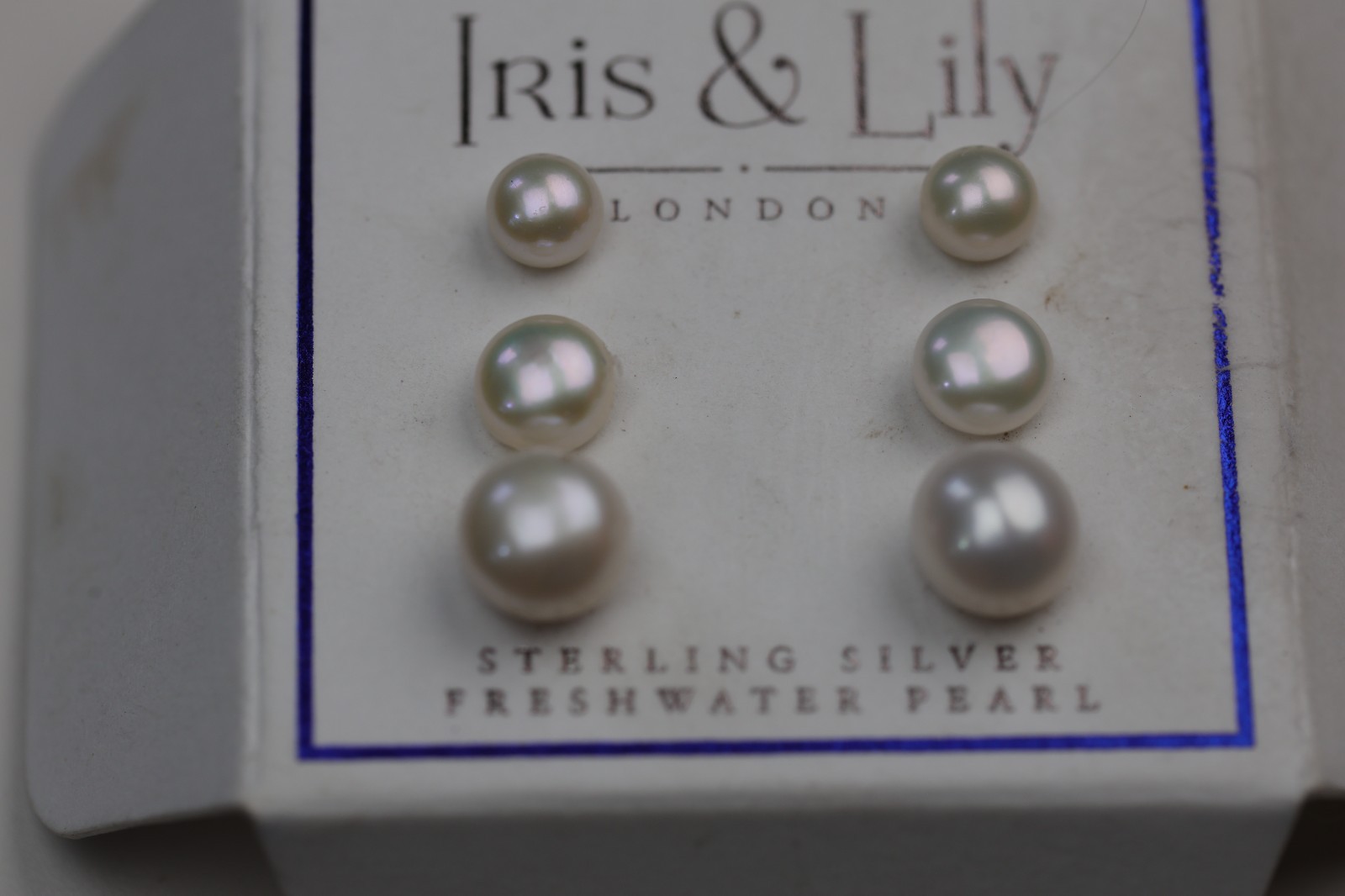 3 Pairs Pearl Stud Earrings Sterling Silver