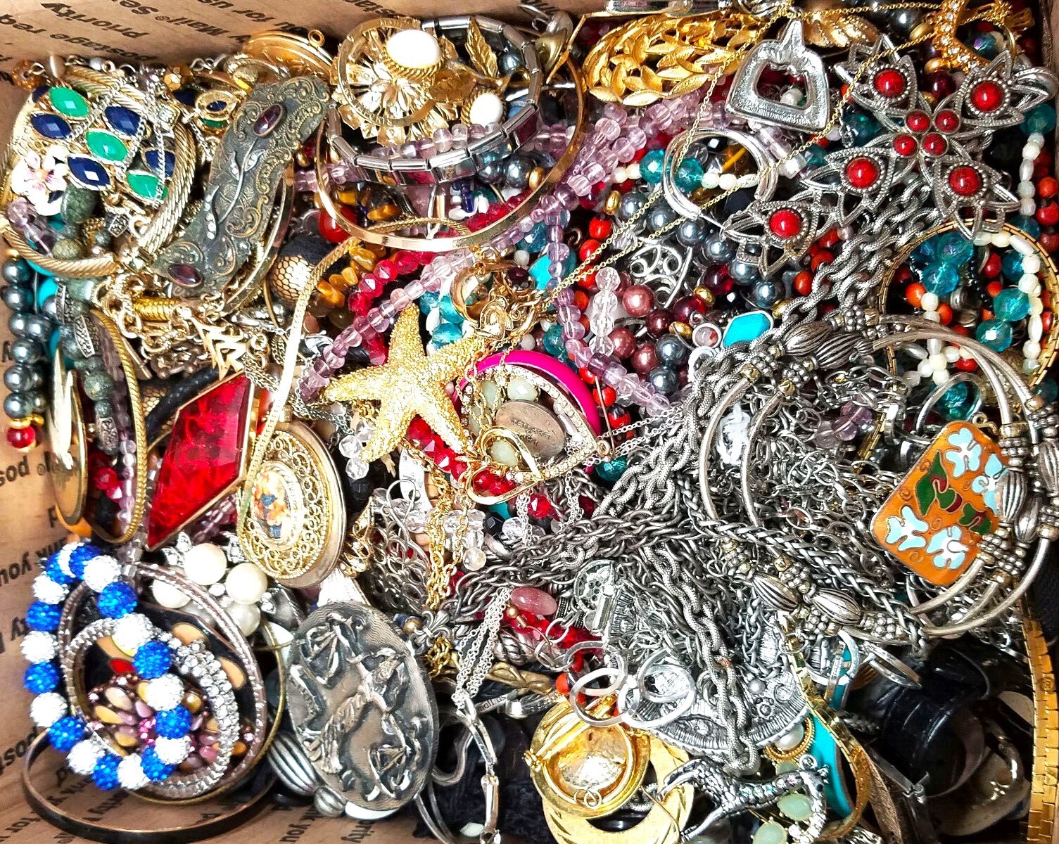 1 Lb Unsorted Jewelry Vintage & New Lot Craft Junk & Wear Resell Mixed Tangles