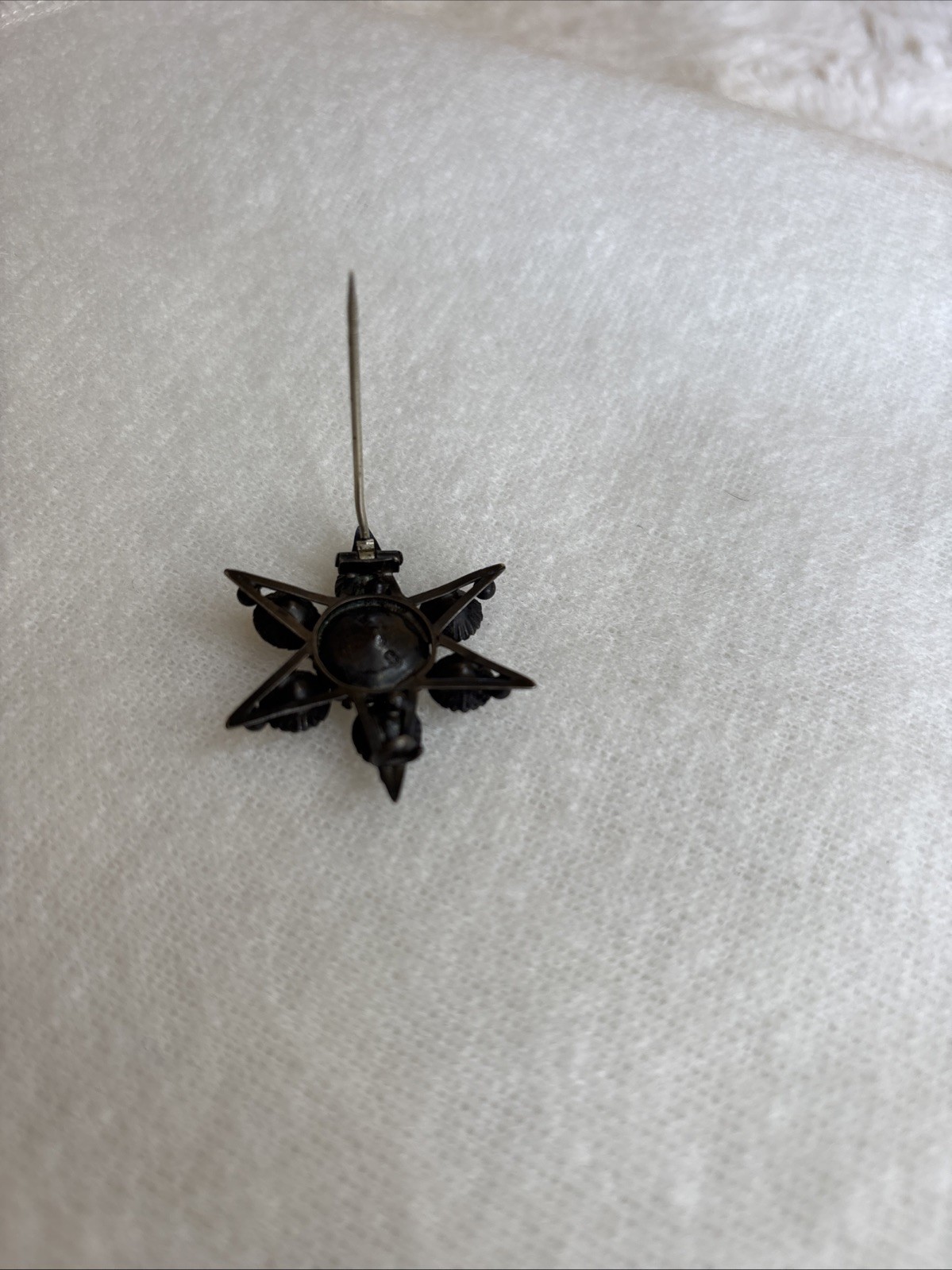 AntiqueVictorian Sterling Silver Tone Alloy Paste Glass Cluster Star Brooch1800s