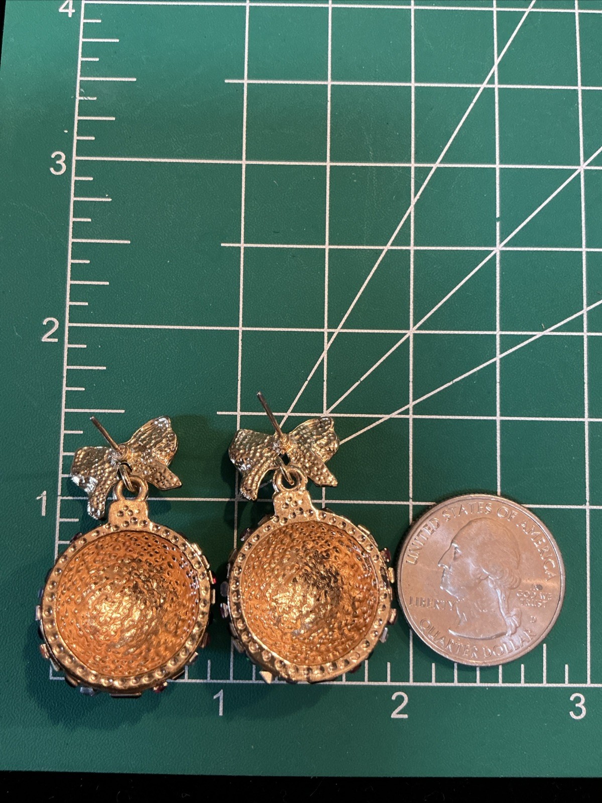 Vintage Glass Beaded Multi Color Gold Tone Holiday Ornament Drop Earrings-Rare!