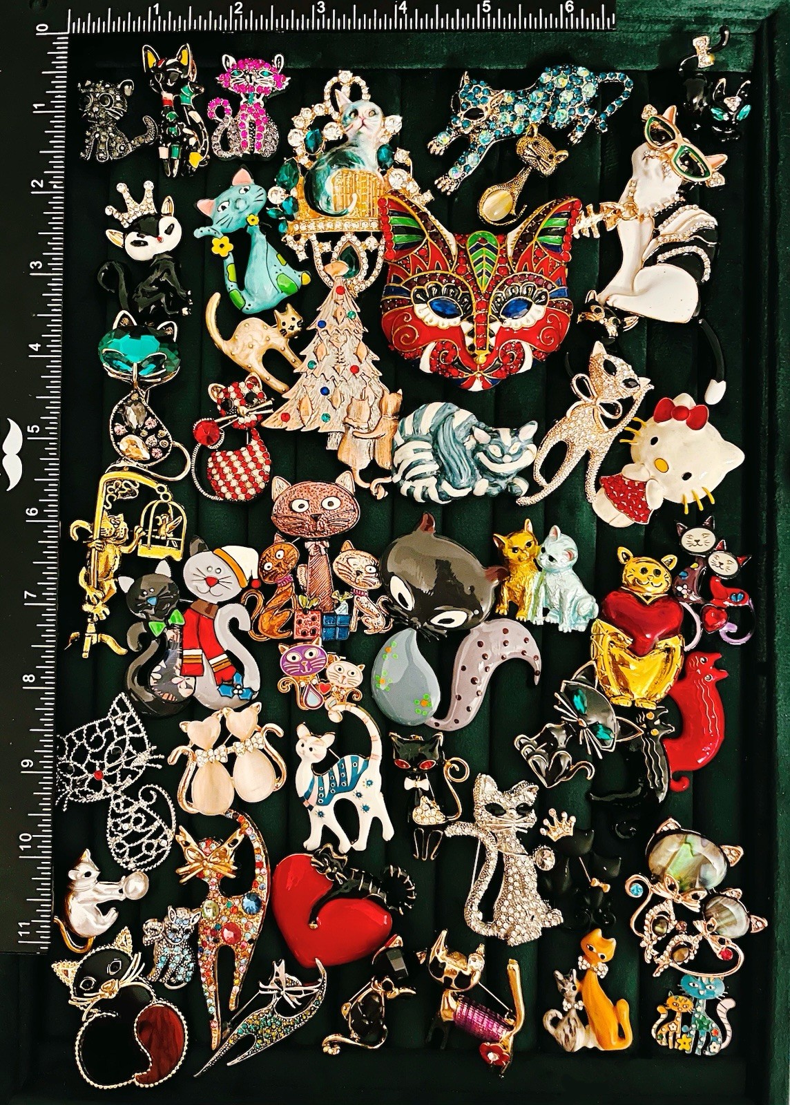 Lot of 47 Cat Brooches Pins Mixed Enamel Rhinestone Cute Animal