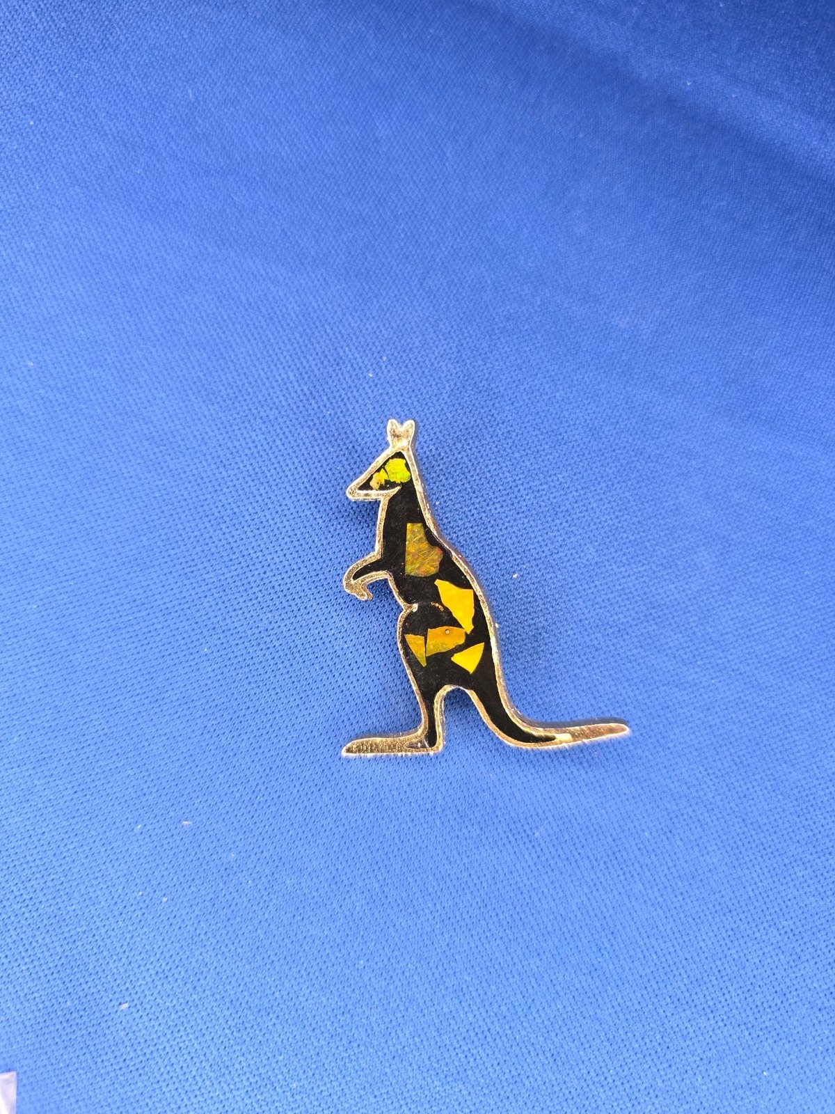 Vintage Australian Kangaroo Brooch with Opal-Style Inlay