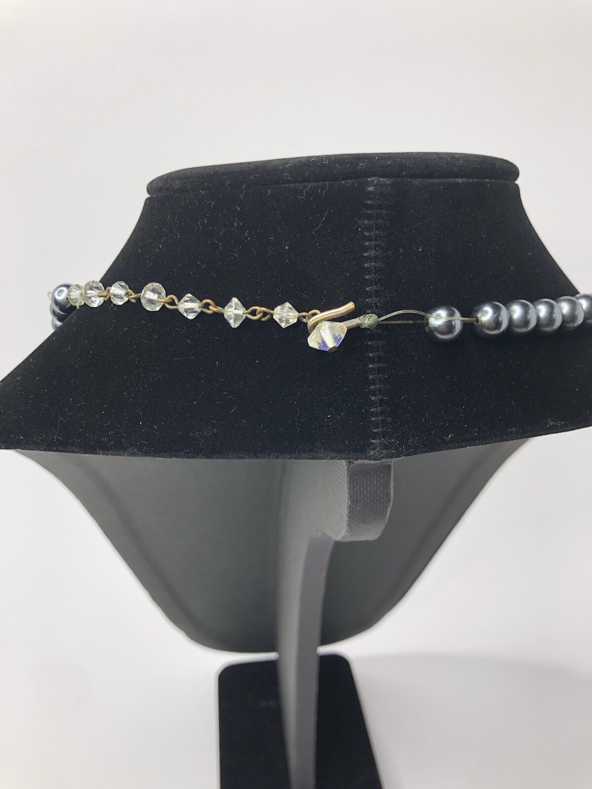Necklace Costume Jewelry Vintage Long Dark Grey Round Beads