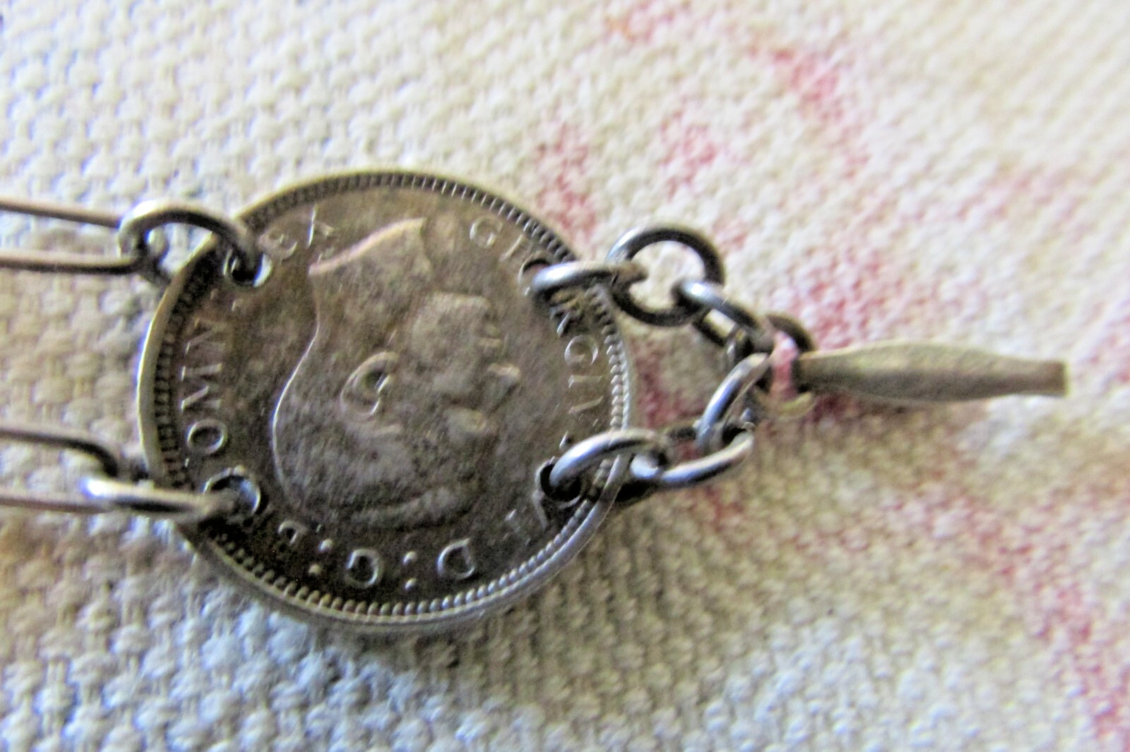 VINTAGE KING EDWARDS 7 PENCE 1944-45 COINS NICKEL SILVER BRACELET