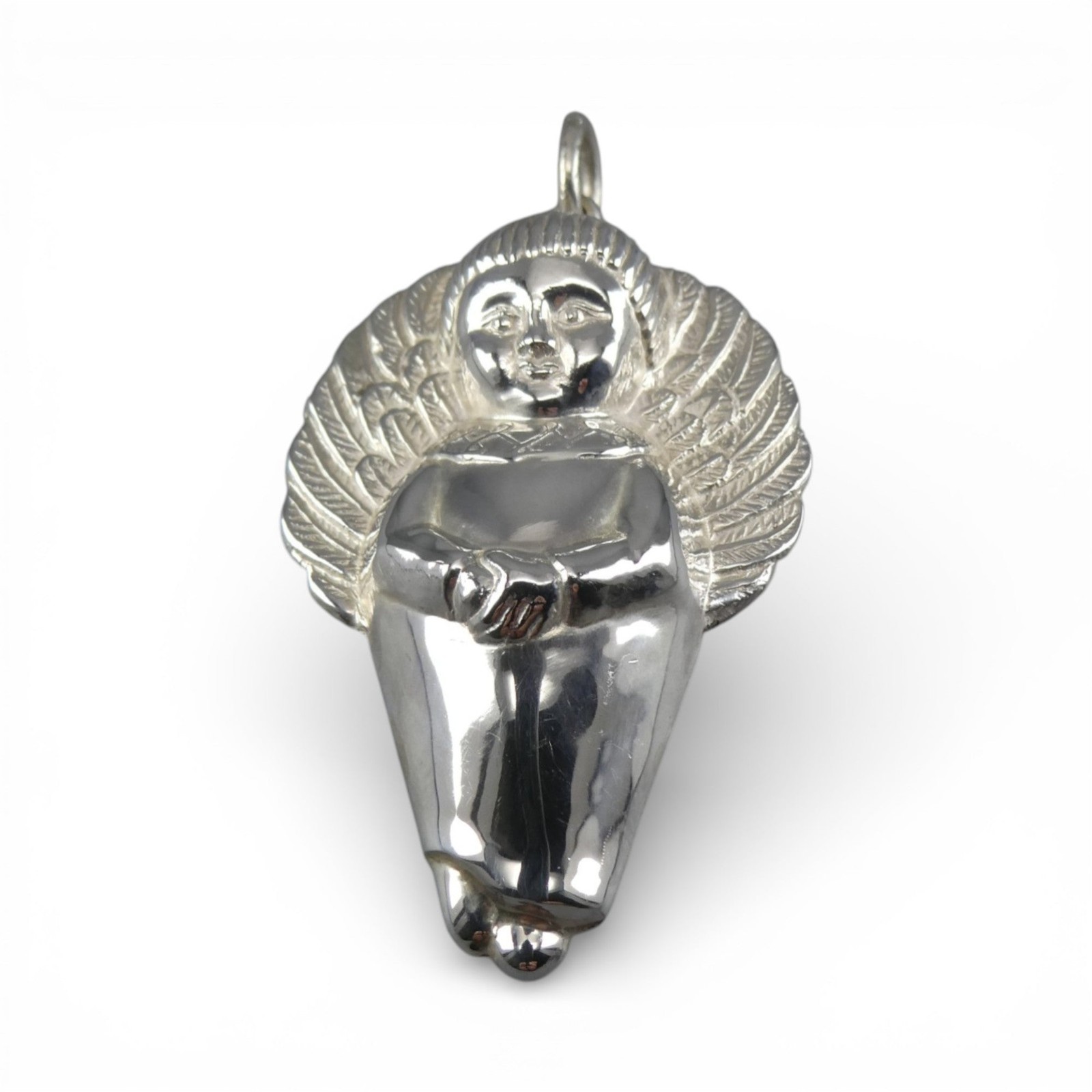 Small Sterling Silver Angel Christmas Ornament or Pendant for Necklace Vintage