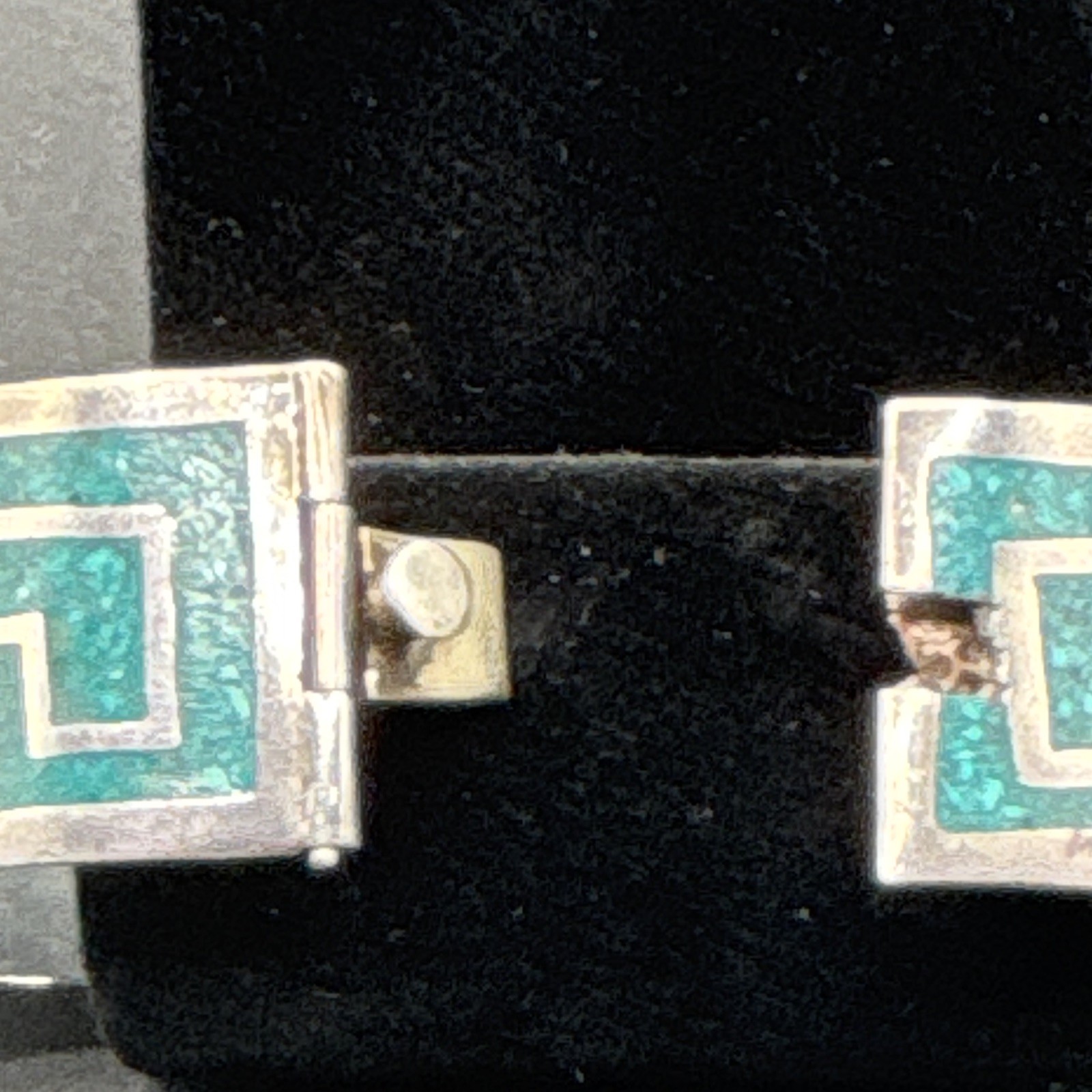 925 Vingage signed Taxco, MX. Silver Pendant and Braclet W/ Turquoise chip inlay