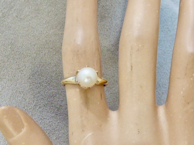 70’S NEW OLD STOCK 10K YELLOW GOLD FILLED AKOYA CULTURED PEARL RING SIZE 5