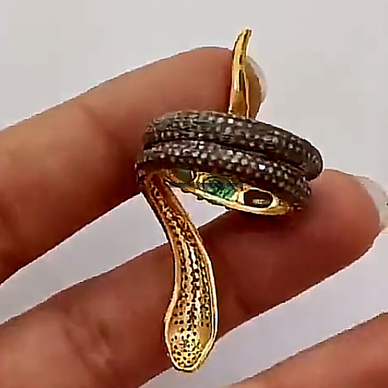 2.57ctw Rose Cut Diamond Gemstone Studded Silver Victorian Snake Ring Jewelry