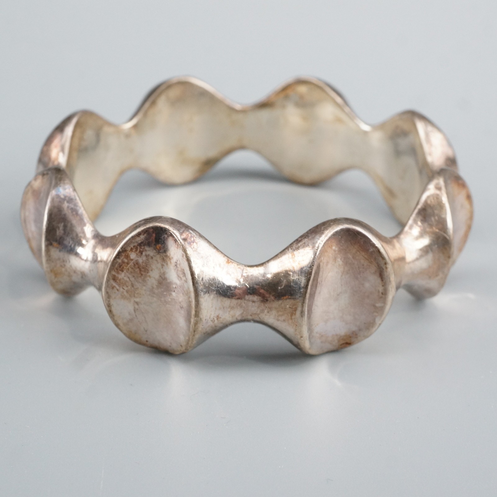 Vintage Sterling Silver 925 Wave Modernist Bracelet Heavy 31.2 Grams 7.5″