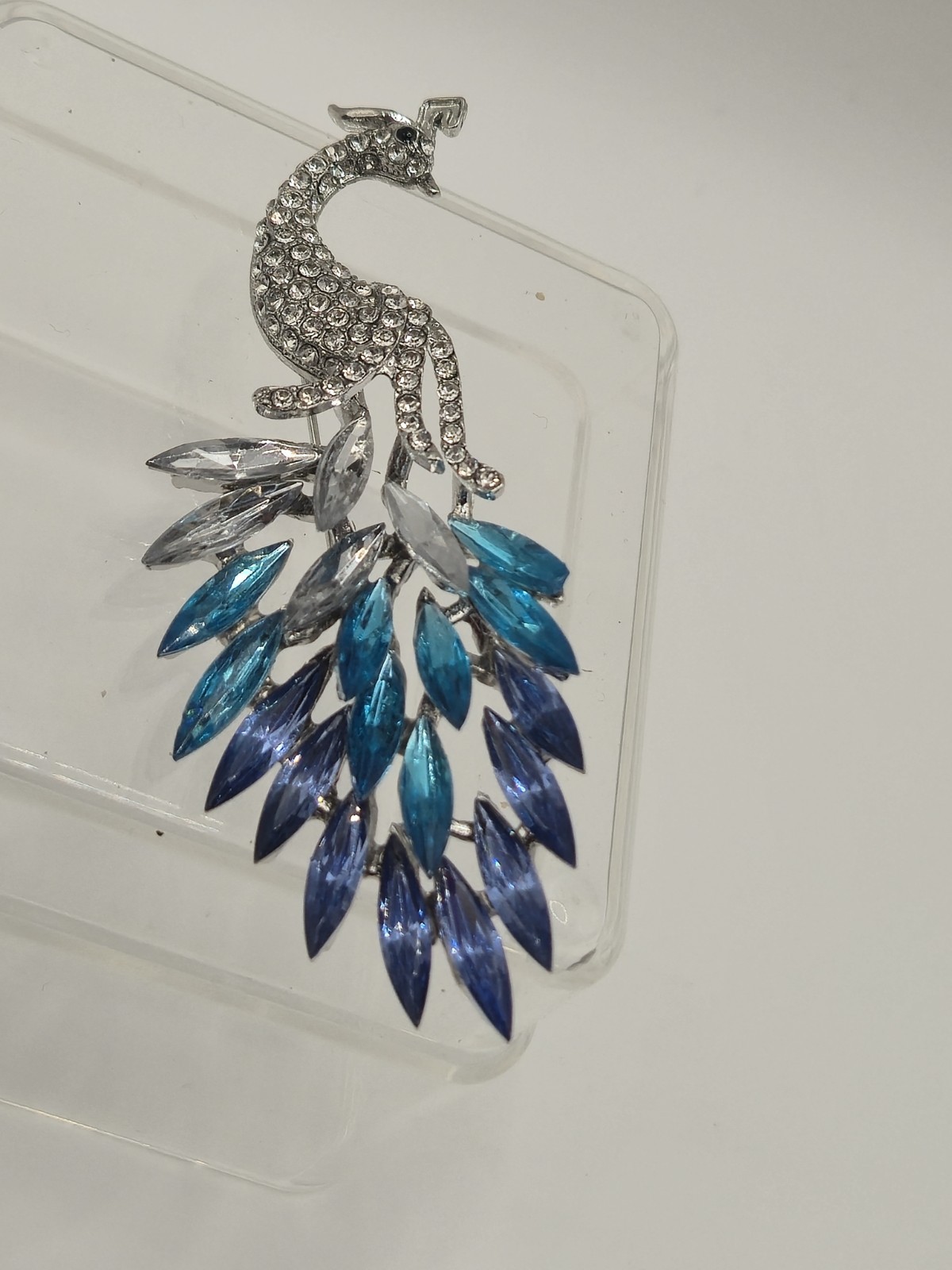 Blue Rhinestone And Glass Brooch Unbranded
